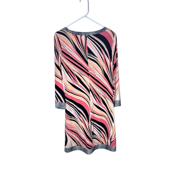 Calvin Klein Coral, Peach, White and Black Abstract Swirl Dress size Medium - Picture 2 of 4